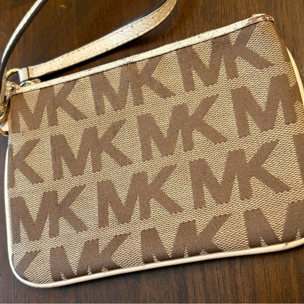 Michael Kors Tan and Cream Logo Wristlet - Picture 2 of 4